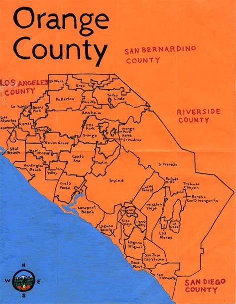 Oil Paint Map Of Orange County Done On Commission California Map San