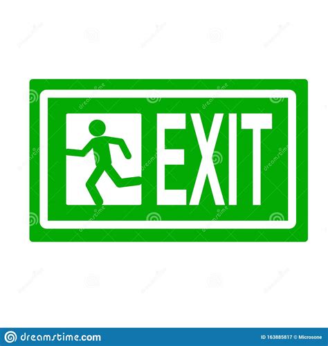 Green Emergency Exit Sign Stock Vector Illustration Of Label 163885817