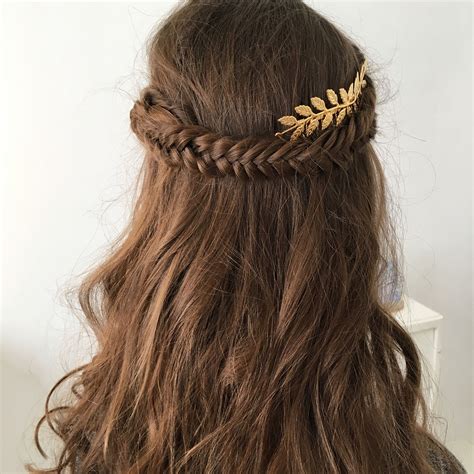 Double Fairy Comb Grecian Inspired Hand Made Gold Leaves Comb Greek