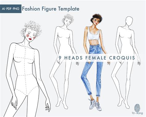 Drawing And Illustration Standing Pose Female Fashion Figure Template 9