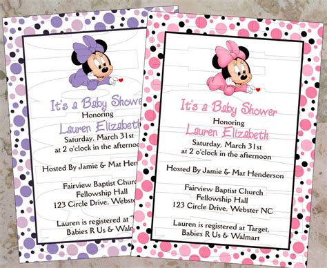 Personalize it with photos & text or purchase as is! Free Printable Baby Minnie Mouse Invitations