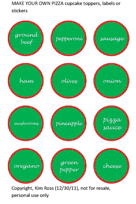 Tea Time Parties And Cupcakes Make Your Own Pizza Cupcake Toppers