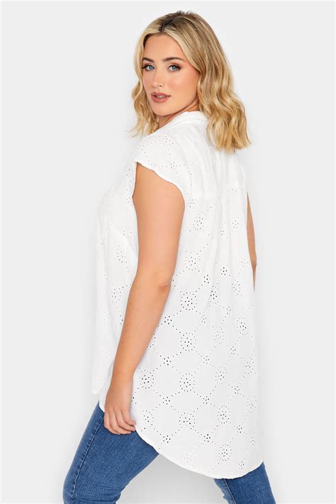 Yours Plus Size White Broderie Anglaise Sleeveless Blouse Yours Clothing