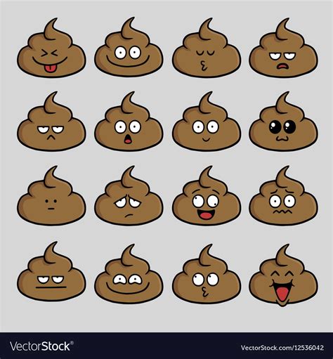 Poop Cute Cartoon Emoji Set Royalty Free Vector Image