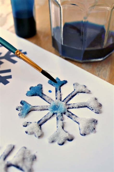 Salt Glue And Watercolor Painting To Make Snowflake Art Nurturestore