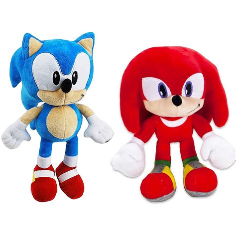 2 Pack Sonic The Hedgehog And Knuckles Stuffed Animals Plush Soft Ice