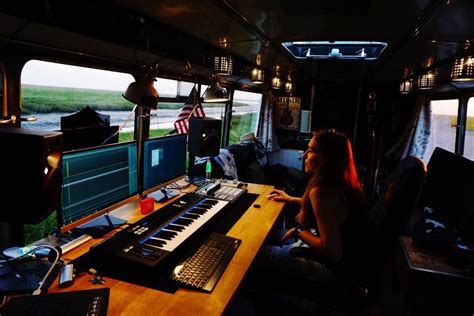 Converted Oldtimer Tour Bus With Mobile Recording Studio Powered By