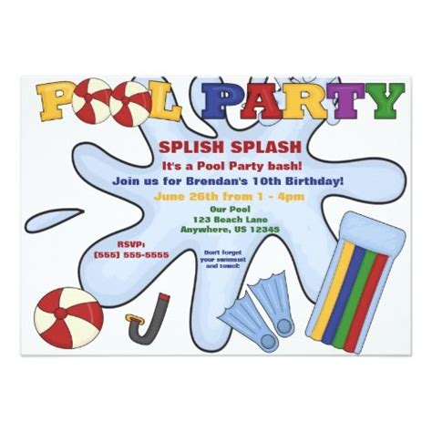 Pool Party Invitation | Zazzle.com | Pool party birthday invitations