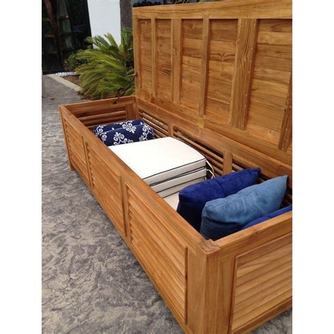 Teak Wood Manhattan Pool And Deck Storage Cushion Box In 2021 Patio