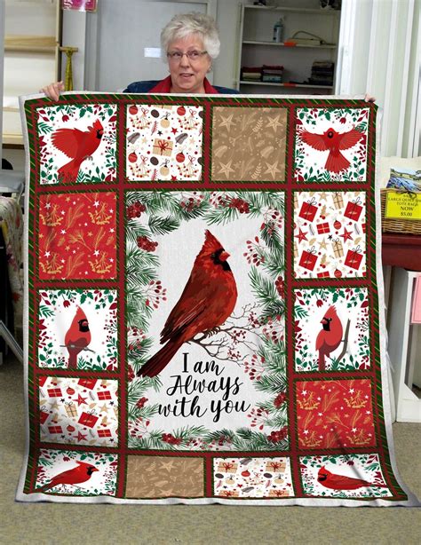 Cardinal Bird I Am Always With You Quilt Fabric Panel Quilts