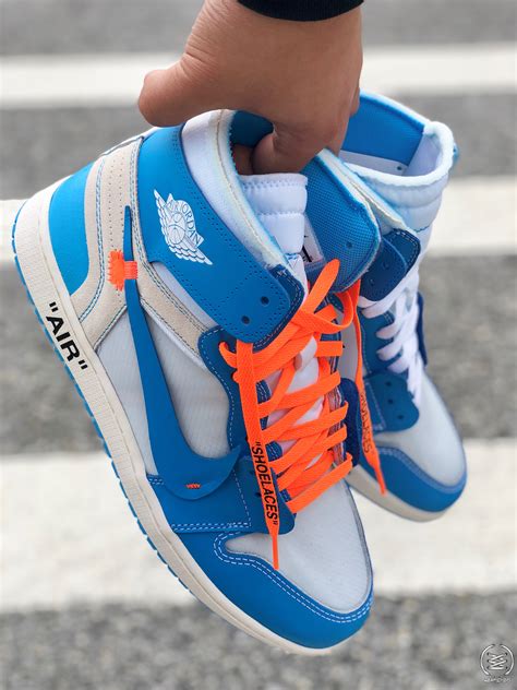 here s a detailed look at virgil abloh s off white air jordan 1 unc weartesters
