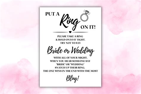 Put A Ring On It Bridal Shower Game Free Printable Sign For The Spark