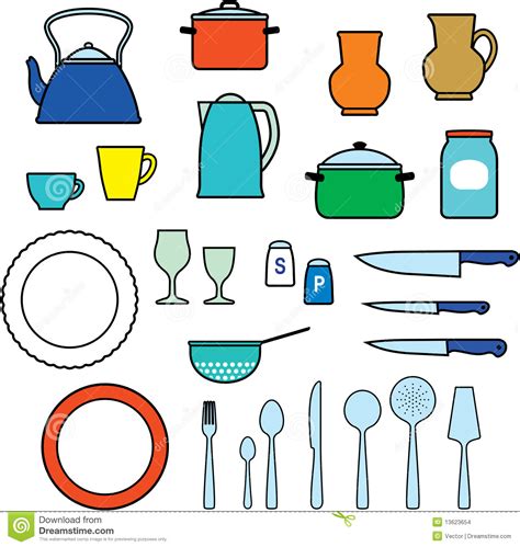 El equipo básico no tiene porqué ser muy amplio, debe estar siempre limpio y listo para funcionar. Kitchen Utensils, Kitchenware Stock Vector - Illustration ...