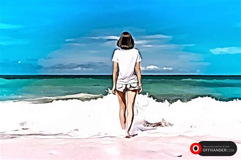 Woman Standing On Seashore Offhander
