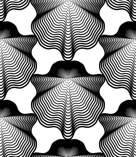 Black And White Illusive Abstract Seamless Pattern Stock Vector