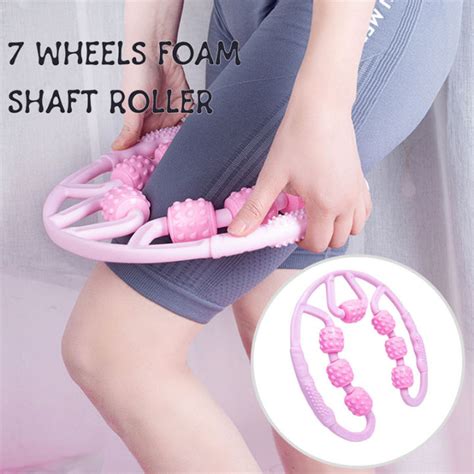 Multifunctional 7 Wheels Foam Shaft Roller Muscle Relaxer Hand Leg Massage Roller Lean Neck