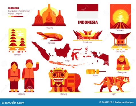 Infographics Indonesia Map Flat Design Colors With Names Of