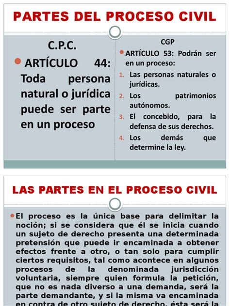 Partes Del Proceso Civil Pdf Reunión Ley Procesal