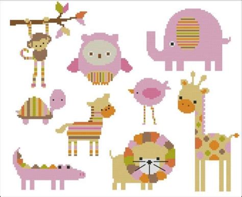 Cross stitch bird plastic canvas baby kids baba teddy bear kids rugs hummingbirds owls stitching. Zoo stripe pink animal sampler | Cross stitch animals ...