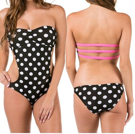 One Piece Polka Dot Swimsuit From Trendyish Polka Dot Swimsuits Swimsuits Swimwear