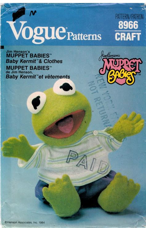 Vogue Pattern 8966 Baby Kermit The Frog Sesame Street Muppet Baby