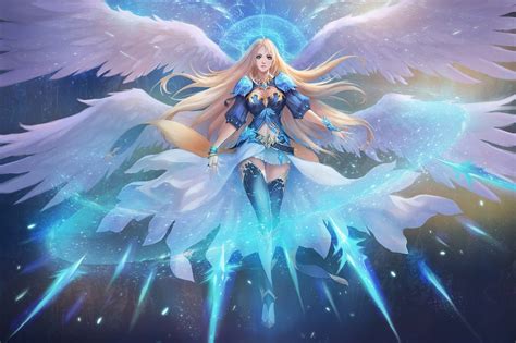 Blue Dressed Fairy Graphic Fantasy Art Artwork Angel Hd Wallpaper