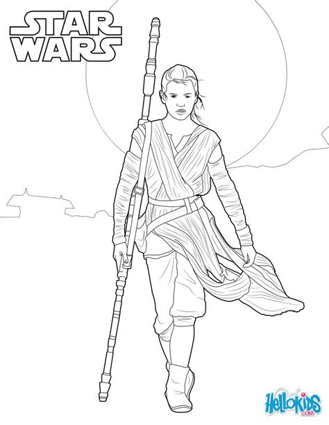 Free printable coloring pages for kids and adults. Star wars - rey coloring pages - Hellokids.com