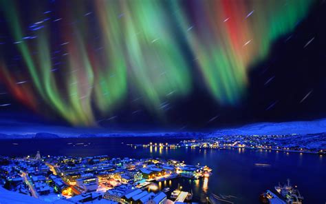 1920x1200 1920x1200 Aurora Borealis Cities Hammerfest Lights