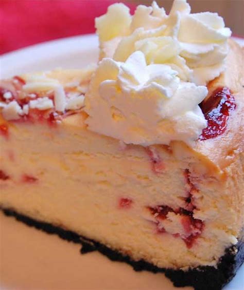 Swirl raspberry puree through the cheesecake mixture. Copycat Cheesecake Factory White Chocolate Raspberry Truffle Cheesecake - Flavorite