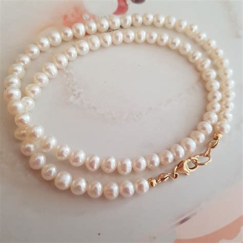 Small Freshwater Pearl Necklace Choker Sterling Silver Or Gold Etsy