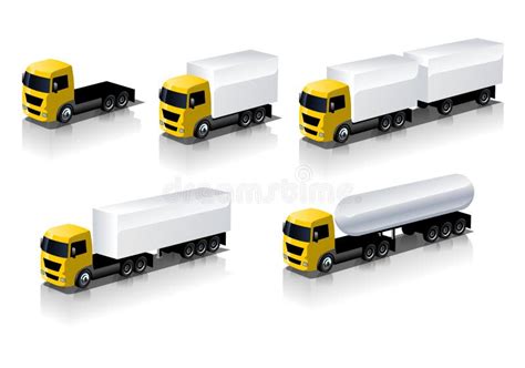 Vector Semi Trucks Icons Set Stock Vector Illustration Of Chrome