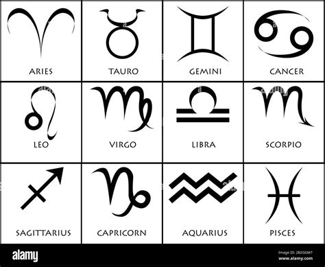 Conjunto De Imágenes Vectoriales De Todos Los Símbolos De Signo Zodiaco