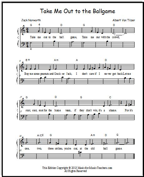 Get the free sheet music at our website. Take Me Out to the Ballgame Free Sheet Music Download