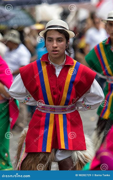 Indigenous Male In Colourful Clothing Ecuador Editorial Stock Image
