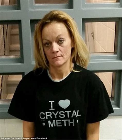 woman wearing i heart crystal meth t shirt arrested and charged with dealing crystal meth