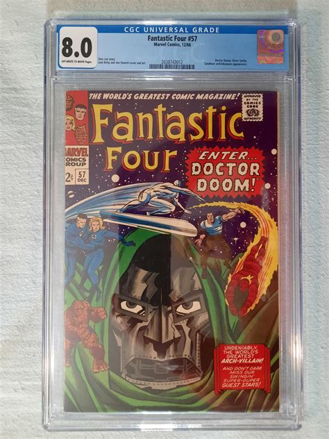 Fantastic Four 57 Cgc 80 Off White To White Pgs Kirby Dr Doom