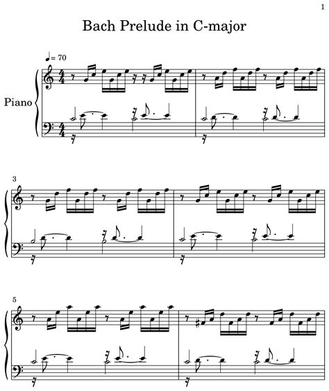 Bach Prelude In C Major Sheet Music For Piano