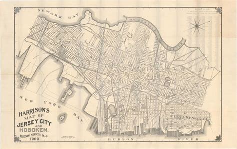 Harrisons Map Of Jersey City And Hoboken Hudson County Nj At
