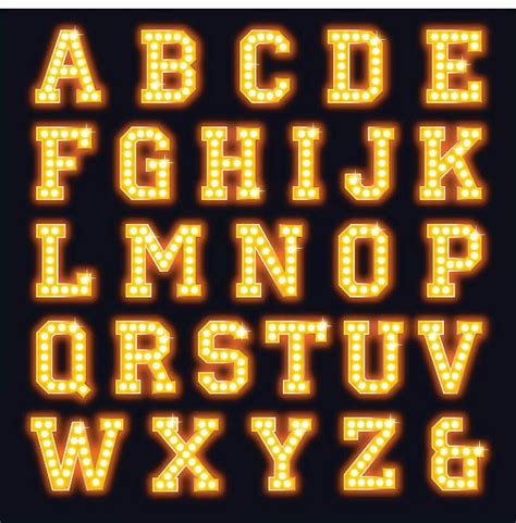 Light Bulb Alphabet Font Theatre Show Sign Letters Illustrator Cs3