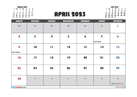 April 2 23 Calendar Printable Calendar