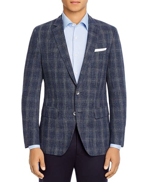 Hugo Boss Hutsons Open Plaid Slim Fit Sport Coat In Dark Blue Modesens