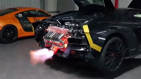 Lamborghini Aventador Sv Spits Epic Flames Youtube