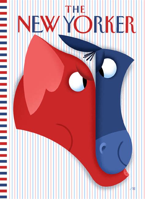 A cover gallery for new yorker. 'Face Off' - Bob Staake Cover for The New Yorker Magazine