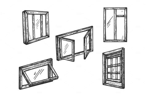 Windows Wooden Engraving Object Illustrations Creative Market