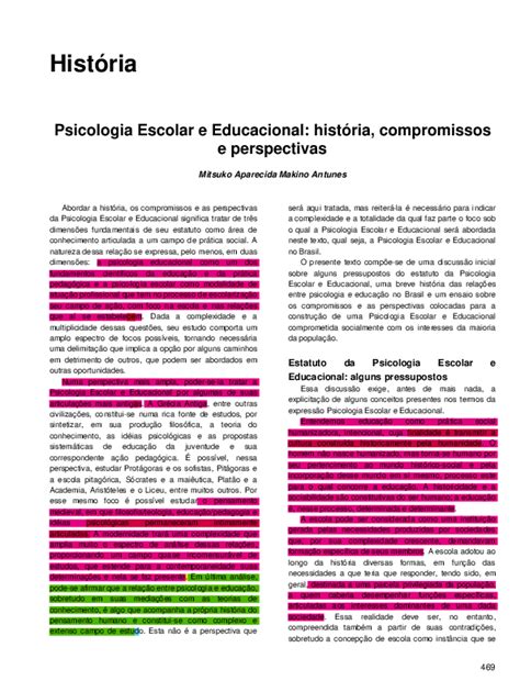 Pdf História Psicologia Escolar E Educacional História Compromissos