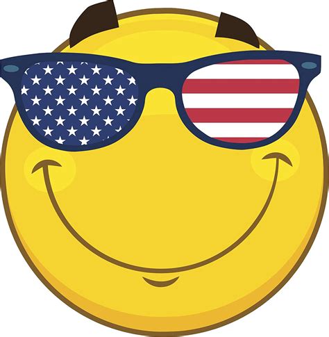 Happy Cool 4th Of July Sunglasses Emoji Cartoon Vinyl Decal