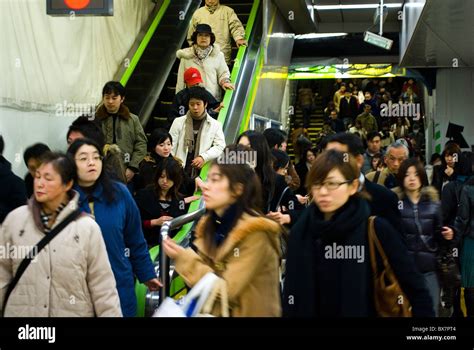 Commuters At Shinjuku Station Tokyo During Rush Hour Stock Photo Alamy