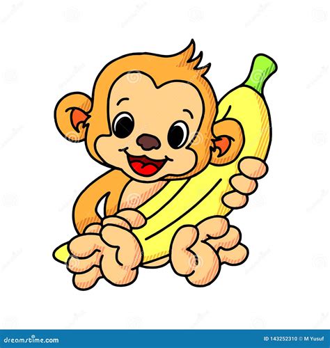 Cute Cartoon Monkey Illustration Vector Design Stock Vector