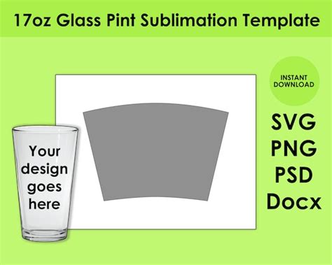17oz Glass Pint Sublimation Template Psd Png Svg And Docx Etsy