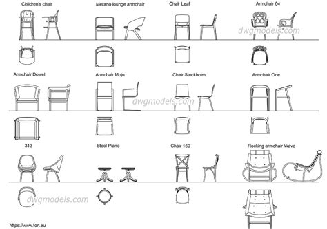 Armchairs And Chairs Premium Furniture Autocad Blocks